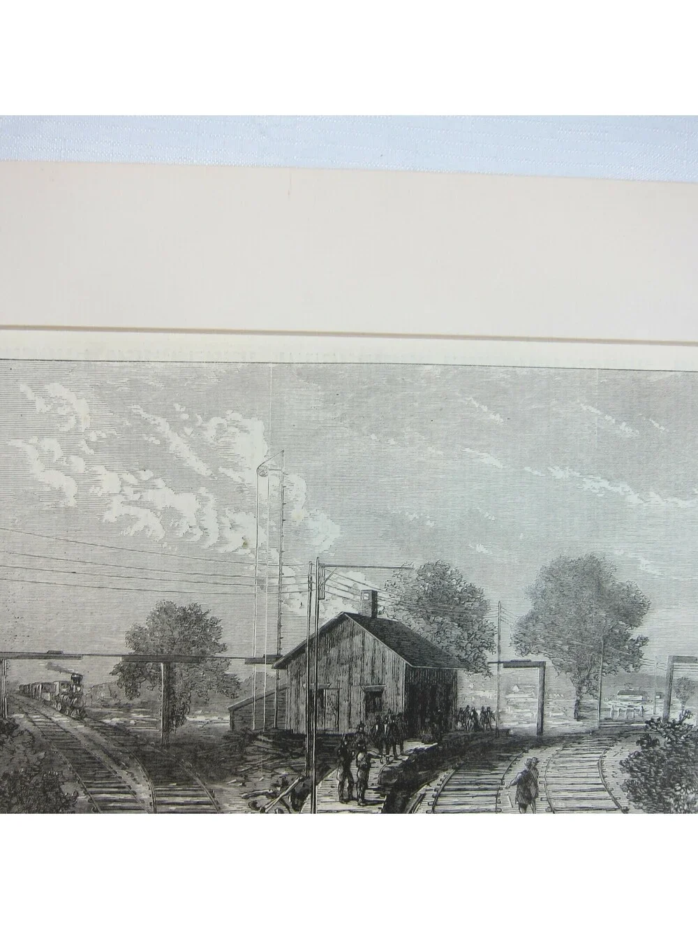 Antique 1871 Wood Engraved Print Revere Massachusetts Railroad Train Wreck Scene